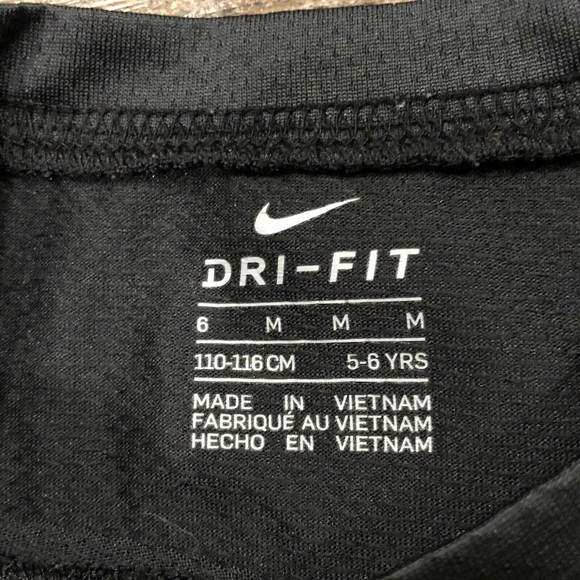 Nike Shirt Boys Medium 5/6 Black Yellow Athletic DriFit Logo Youth Kids - Picture 5 of 10